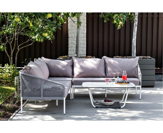 "Канны" модульная угловая лаунж-зона из роупа (веревки), цвет светло-серый, изображение 6 | Интернет магазин мебели и декора LifeDekor