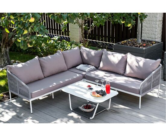 "Канны" модульная угловая лаунж-зона из роупа (веревки), цвет светло-серый, изображение 13 | Интернет магазин мебели и декора LifeDekor