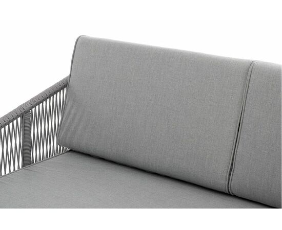 "Канны" правый модуль плетеный из роупа, каркас алюминий белый шагрень, роуп светло-серый круглый, ткань светло-серая, изображение 4 | Интернет магазин мебели и декора LifeDekor