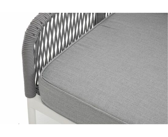 "Канны" правый модуль плетеный из роупа, каркас алюминий белый шагрень, роуп светло-серый круглый, ткань светло-серая, изображение 5 | Интернет магазин мебели и декора LifeDekor