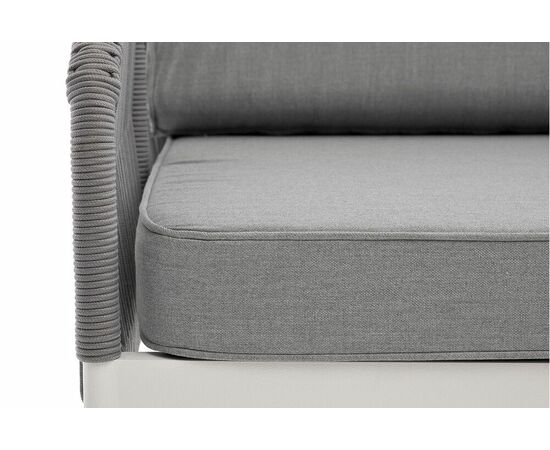 "Канны" правый модуль плетеный из роупа, каркас алюминий белый шагрень, роуп светло-серый круглый, ткань светло-серая, изображение 7 | Интернет магазин мебели и декора LifeDekor