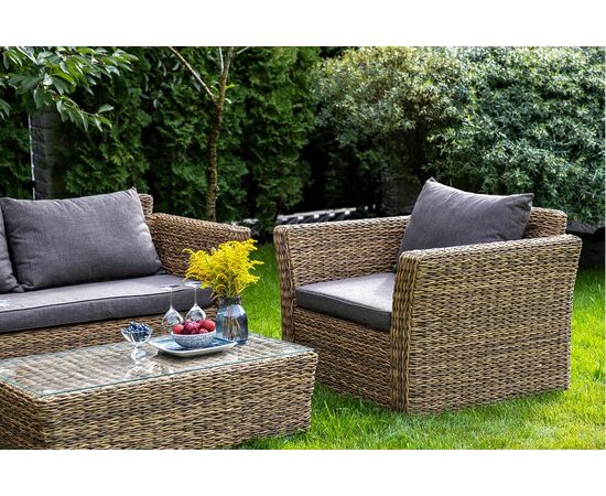 "Капучино" лаунж-зона из искусственного ротанга (гиацинт), цвет соломенный | Интернет магазин мебели и декора LifeDekor