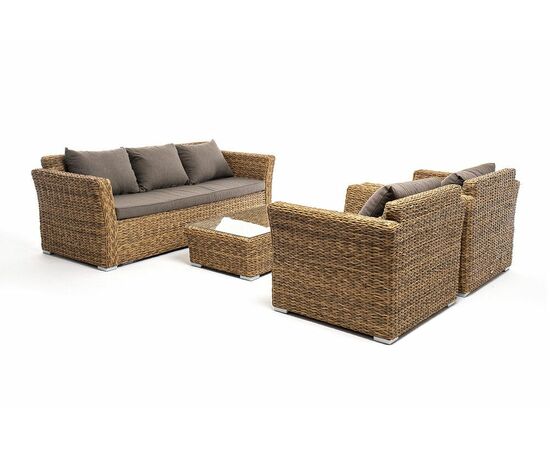 "Капучино" лаунж-зона из искусственного ротанга (гиацинт), цвет соломенный, изображение 3 | Интернет магазин мебели и декора LifeDekor