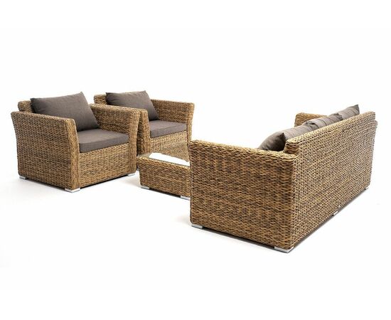 "Капучино" лаунж-зона из искусственного ротанга (гиацинт), цвет соломенный, изображение 4 | Интернет магазин мебели и декора LifeDekor