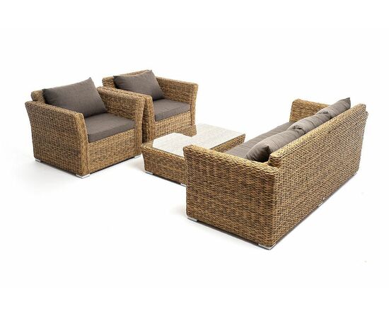 "Капучино" лаунж-зона из искусственного ротанга (гиацинт), цвет соломенный, изображение 5 | Интернет магазин мебели и декора LifeDekor