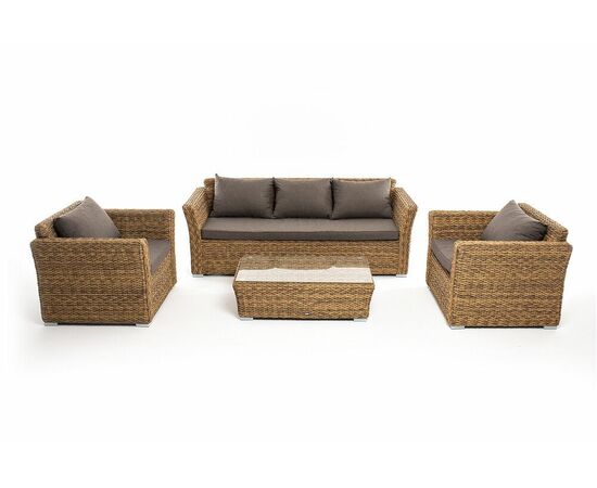 "Капучино" лаунж-зона из искусственного ротанга (гиацинт), цвет соломенный, изображение 6 | Интернет магазин мебели и декора LifeDekor