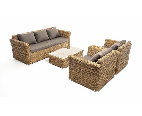 "Капучино" лаунж-зона из искусственного ротанга (гиацинт), цвет соломенный, изображение 7 | Интернет магазин мебели и декора LifeDekor