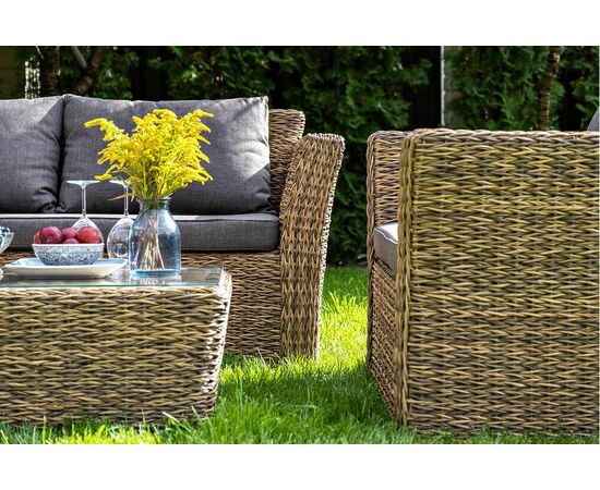 "Капучино" лаунж-зона из искусственного ротанга (гиацинт), цвет соломенный, изображение 8 | Интернет магазин мебели и декора LifeDekor
