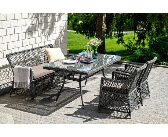 "Катания" обеденная группа плетеная на 4 персоны, цвет графит | Интернет магазин мебели и декора LifeDekor