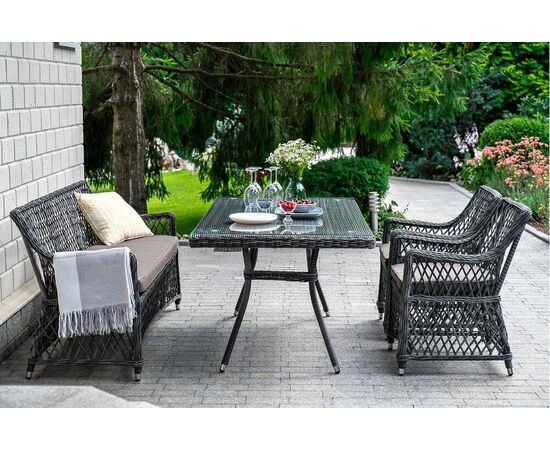 "Катания" обеденная группа плетеная на 4 персоны, цвет графит, изображение 3 | Интернет магазин мебели и декора LifeDekor