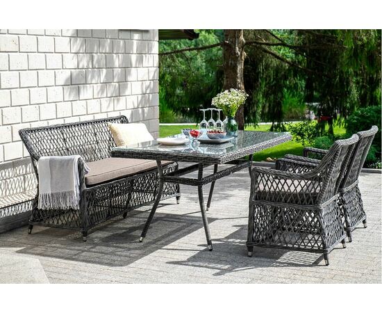 "Катания" обеденная группа плетеная на 4 персоны, цвет графит, изображение 4 | Интернет магазин мебели и декора LifeDekor