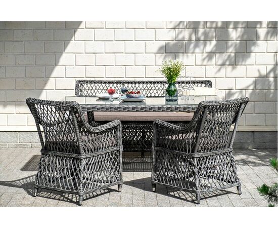 "Катания" обеденная группа плетеная на 4 персоны, цвет графит, изображение 5 | Интернет магазин мебели и декора LifeDekor
