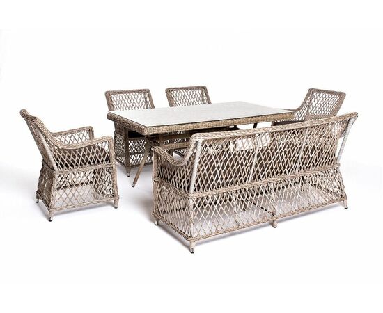 "Катания" обеденная группа плетеная на 6 персон, цвет бежевый | Интернет магазин мебели и декора LifeDekor