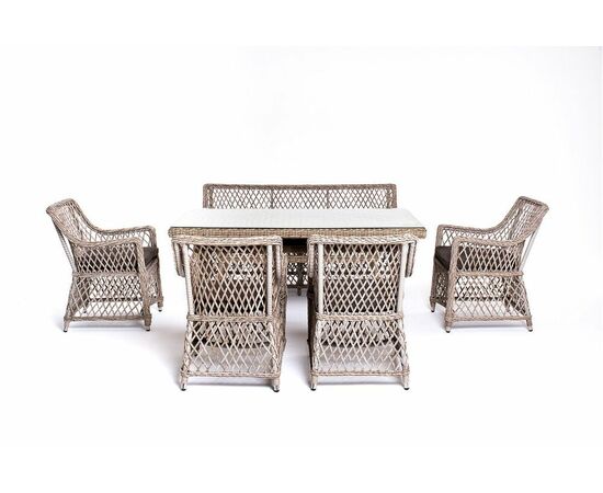 "Катания" обеденная группа плетеная на 6 персон, цвет бежевый, изображение 2 | Интернет магазин мебели и декора LifeDekor