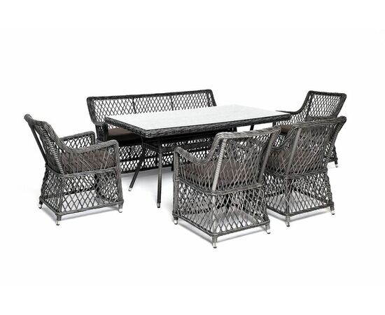 "Катания" обеденная группа плетеная на 6 персон, цвет графит | Интернет магазин мебели и декора LifeDekor