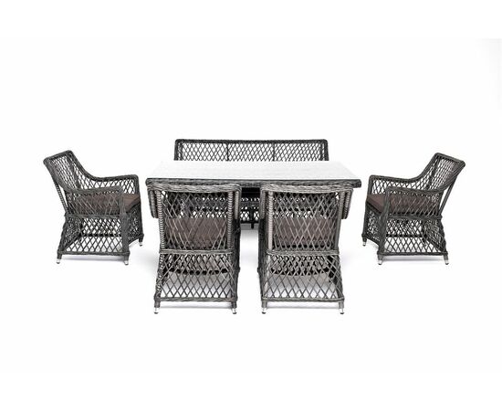 "Катания" обеденная группа плетеная на 6 персон, цвет графит, изображение 2 | Интернет магазин мебели и декора LifeDekor