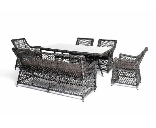 "Катания" обеденная группа плетеная на 6 персон, цвет графит, изображение 4 | Интернет магазин мебели и декора LifeDekor