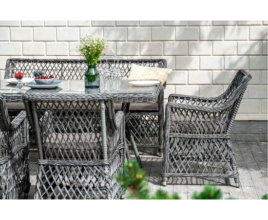 "Катания" обеденная группа плетеная на 6 персон, цвет графит, изображение 14 | Интернет магазин мебели и декора LifeDekor