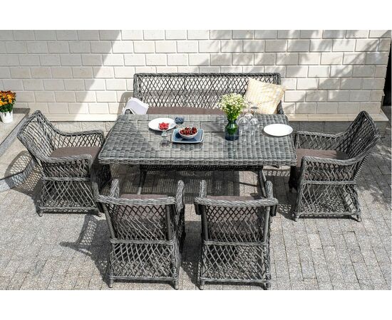 "Катания" обеденная группа плетеная на 6 персон, цвет графит, изображение 17 | Интернет магазин мебели и декора LifeDekor