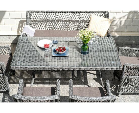 "Катания" обеденная группа плетеная на 6 персон, цвет графит, изображение 18 | Интернет магазин мебели и декора LifeDekor