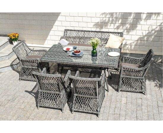 "Катания" обеденная группа плетеная на 6 персон, цвет графит, изображение 20 | Интернет магазин мебели и декора LifeDekor