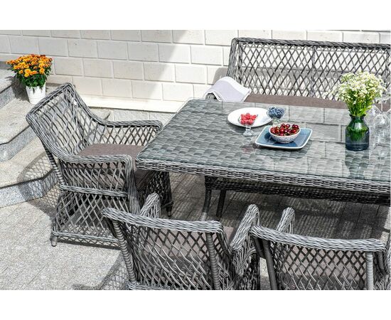 "Катания" обеденная группа плетеная на 6 персон, цвет графит, изображение 21 | Интернет магазин мебели и декора LifeDekor