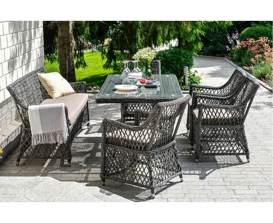 "Катания" обеденная группа плетеная на 6 персон, цвет графит, изображение 22 | Интернет магазин мебели и декора LifeDekor
