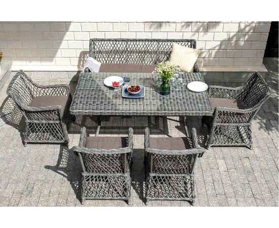"Катания" обеденная группа плетеная на 6 персон, цвет графит, изображение 24 | Интернет магазин мебели и декора LifeDekor