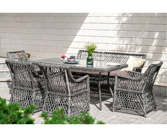 "Катания" обеденная группа плетеная на 6 персон, цвет графит, изображение 25 | Интернет магазин мебели и декора LifeDekor