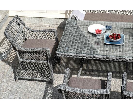"Катания" обеденная группа плетеная на 6 персон, цвет графит, изображение 26 | Интернет магазин мебели и декора LifeDekor