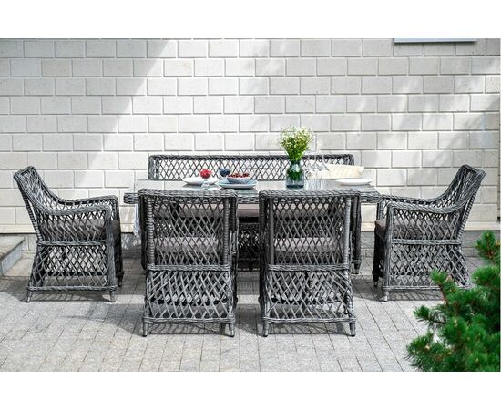 "Катания" обеденная группа плетеная на 6 персон, цвет графит, изображение 27 | Интернет магазин мебели и декора LifeDekor