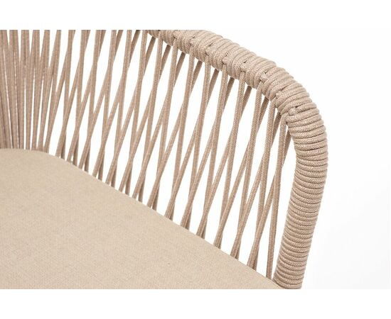 "Лион" стул плетеный из роупа, каркас из стали белый муар, роуп бежевый круглый, ткань бежевая, изображение 4 | Интернет магазин мебели и декора LifeDekor
