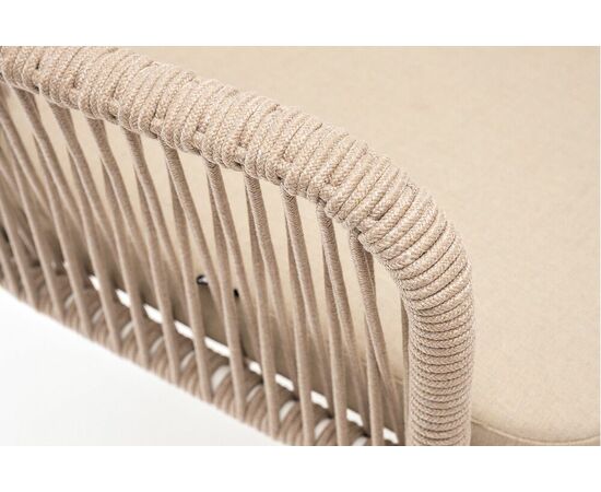 "Лион" стул плетеный из роупа, каркас из стали белый муар, роуп бежевый круглый, ткань бежевая, изображение 5 | Интернет магазин мебели и декора LifeDekor