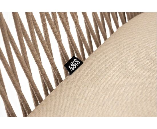 "Лион" стул плетеный из роупа, каркас из стали белый муар, роуп бежевый круглый, ткань бежевая, изображение 7 | Интернет магазин мебели и декора LifeDekor
