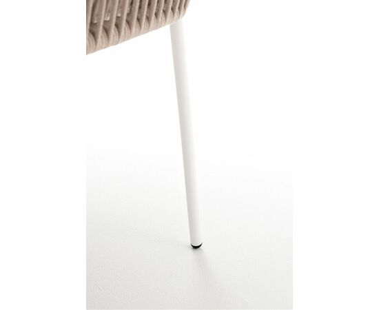 "Лион" стул плетеный из роупа, каркас из стали белый муар, роуп бежевый круглый, ткань бежевая, изображение 9 | Интернет магазин мебели и декора LifeDekor