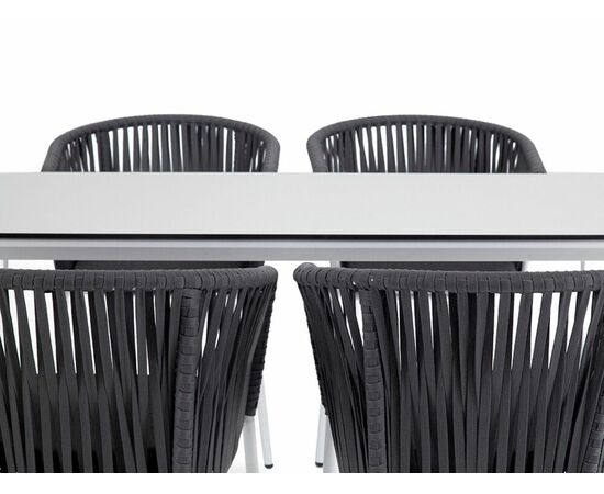 "Малага" обеденная группа на 4 персоны со стульями "Бордо", каркас белый, роуп серый, изображение 4 | Интернет магазин мебели и декора LifeDekor