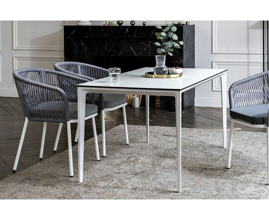 "Малага" обеденная группа на 4 персоны со стульями "Марсель", каркас белый, роуп светло-серый, изображение 11 | Интернет магазин мебели и декора LifeDekor