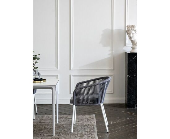 "Малага" обеденная группа на 4 персоны со стульями "Марсель", каркас белый, роуп светло-серый, изображение 16 | Интернет магазин мебели и декора LifeDekor