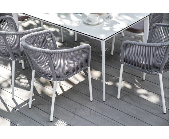"Малага" обеденная группа на 6 персон со стульями "Марсель", каркас белый, роуп светло-серый, изображение 11 | Интернет магазин мебели и декора LifeDekor