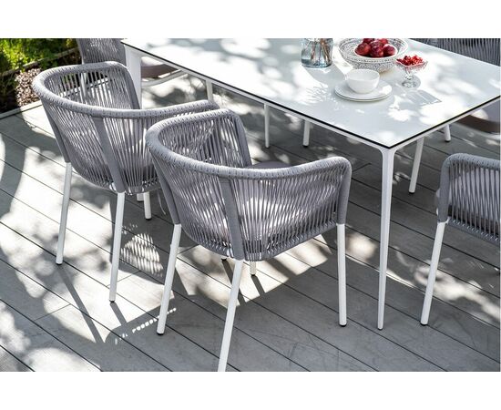 "Малага" обеденная группа на 6 персон со стульями "Марсель", каркас белый, роуп светло-серый, изображение 13 | Интернет магазин мебели и декора LifeDekor