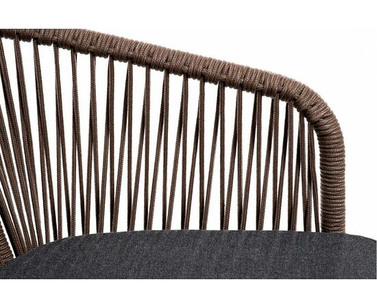 "Марсель" стул барный плетеный из роупа, каркас из стали коричневый (RAL8016) муар, роуп коричневый круглый, ткань темно-серая, изображение 6 | Интернет магазин мебели и декора LifeDekor