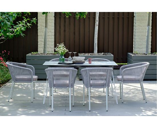 "Милан" обеденная группа на 6 персон, цвет светло-серый с белым каркасом, изображение 2 | Интернет магазин мебели и декора LifeDekor