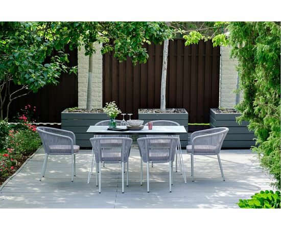 "Милан" обеденная группа на 6 персон, цвет светло-серый с белым каркасом, изображение 3 | Интернет магазин мебели и декора LifeDekor