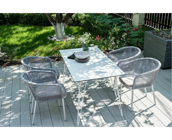 "Милан" обеденная группа на 6 персон, цвет светло-серый с белым каркасом, изображение 7 | Интернет магазин мебели и декора LifeDekor