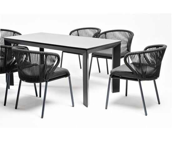 "Венето" обеденная группа на 6 персон со стульями "Милан", каркас темно-серый, роуп темно-серый, изображение 4 | Интернет магазин мебели и декора LifeDekor