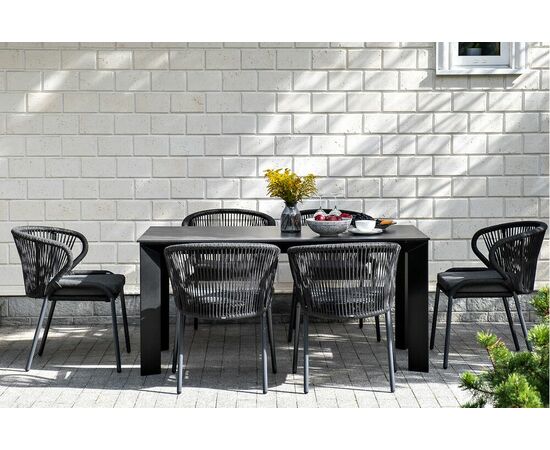 "Венето" обеденная группа на 6 персон со стульями "Милан", каркас темно-серый, роуп темно-серый, изображение 10 | Интернет магазин мебели и декора LifeDekor