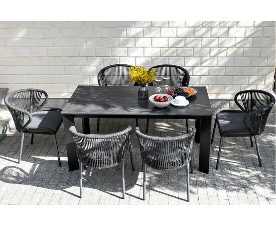 "Венето" обеденная группа на 6 персон со стульями "Милан", каркас темно-серый, роуп темно-серый, изображение 11 | Интернет магазин мебели и декора LifeDekor