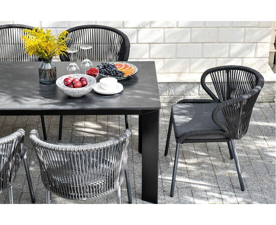 "Венето" обеденная группа на 6 персон со стульями "Милан", каркас темно-серый, роуп темно-серый, изображение 12 | Интернет магазин мебели и декора LifeDekor