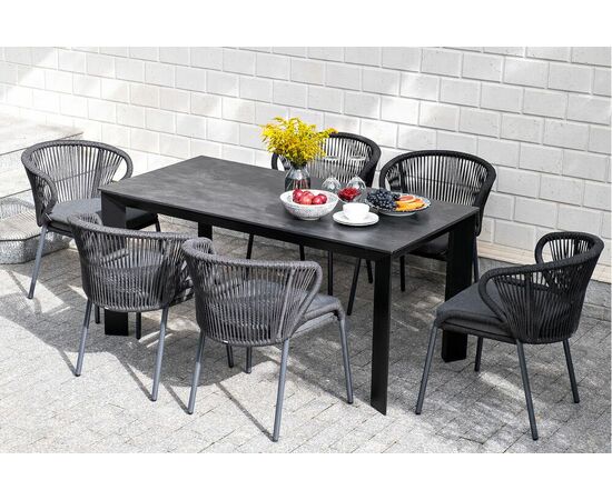 "Венето" обеденная группа на 6 персон со стульями "Милан", каркас темно-серый, роуп темно-серый, изображение 16 | Интернет магазин мебели и декора LifeDekor