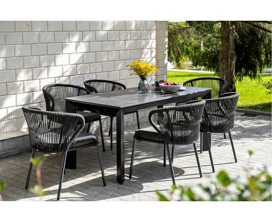 "Венето" обеденная группа на 6 персон со стульями "Милан", каркас темно-серый, роуп темно-серый, изображение 18 | Интернет магазин мебели и декора LifeDekor